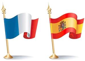 French and Spanish Flags 
